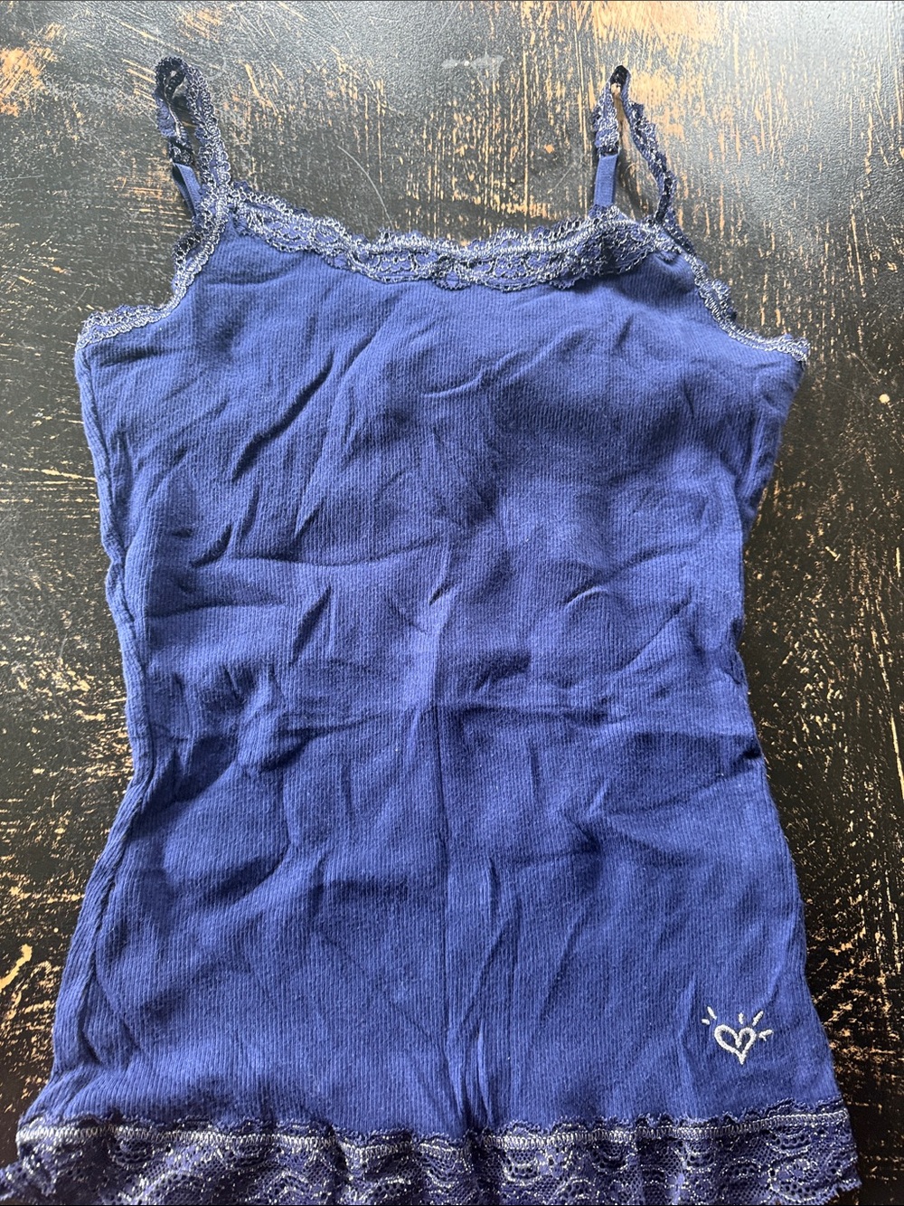 Justice Navy Blue Lace Trim Cami Tank Top